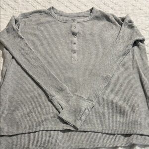 Offline Gray Long Sleeve Waffle Knit Top XS